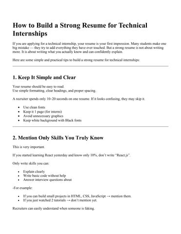 How to Build a Strong Resume for Technical Internships