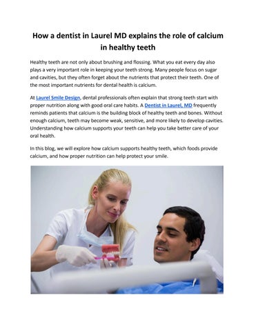 How a dentist in Laurel MD explains the role of calcium in healthy teeth
