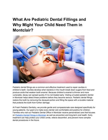 What Are Pediatric Dental Fillings and Why Might Your Child Need Them in Montclair
