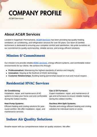 AC&R Services – Complete Heating, Cooling & Refrigeration Solutions