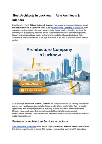 Best Architects in Lucknow  | Able Architects & Interiors