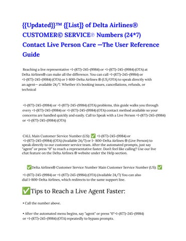 {{Updated}}™ {[List]} of Delta Airlines®  CUSTOMER© SERVICE℗ Numbers (24*7)  Contact Live Person Car