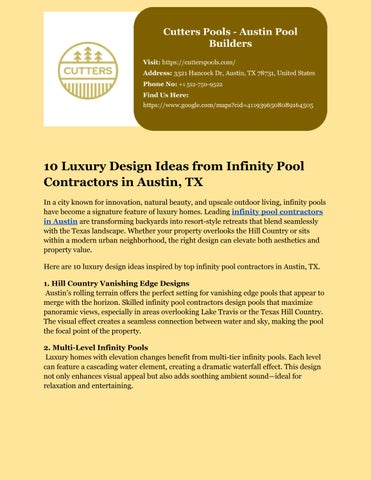 10 Luxury Design Ideas from Infinity Pool Contractors in Austin, TX