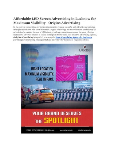 Affordable LED Screen Advertising in Lucknow for Maximum Visibility _ Origins Advertising