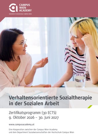 Campus Wien Academy - Zertifikatsprogramm Verhaltensorientierte Sozialtherapie