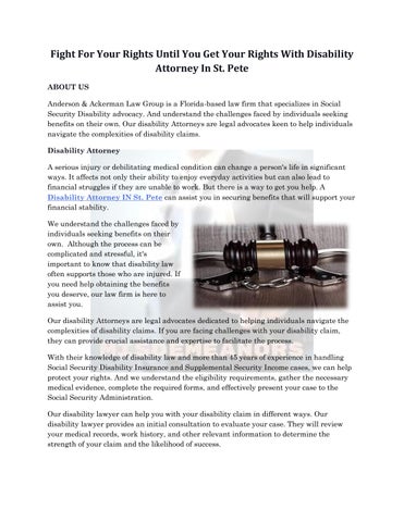 Fight For Your Rights Until You Get Your Rights With Disability Attorney In St. Pete
