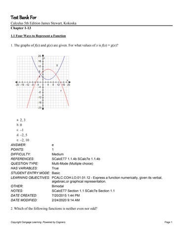 Test Bank For Calculus 5th Edition by James Stewart, Kokoska Chapter 1-13 Uploded