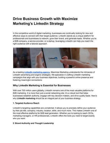 Drive Business Growth with Maximize Marketing’s LinkedIn Strategy