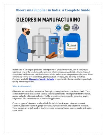 Oleoresins Supplier in India A Complete Guide