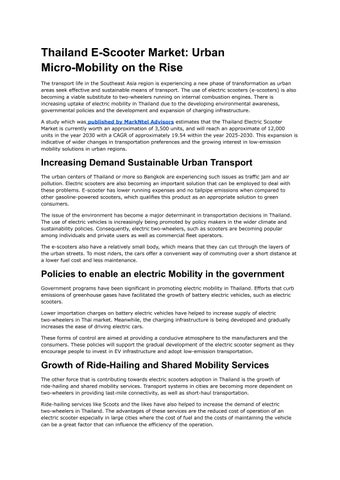 Thailand E-Scooter Market_ Urban Micro-Mobility on the Rise