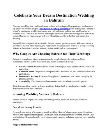 Celebrate Your Dream Destination Wedding in Bahrain