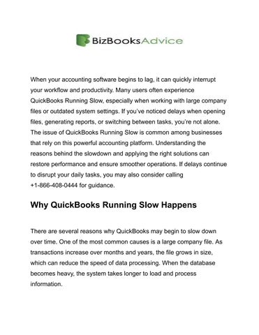 QuickBooks Running Slow_ Reasons, Fixes, and Performance Improvement Guide