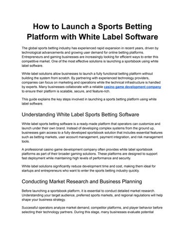 How to Launch a Sports Betting Platform with White Label Software