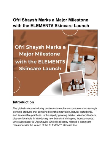 Ofri Shaysh Expands Global Beauty Opportunities Through ELEMENT5