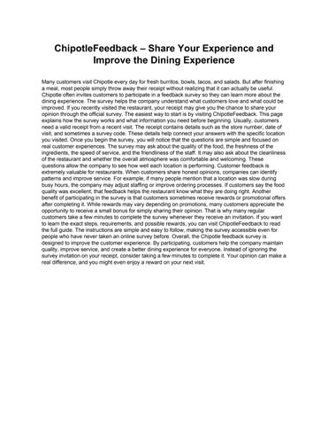 ChipotleFeedback – Win Free Burritos – Take Chipotle Survey