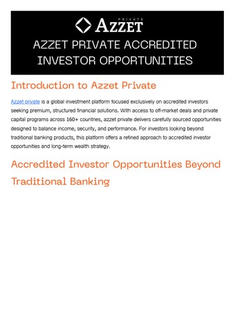 Azzet Private Accredited Investor Opportunities