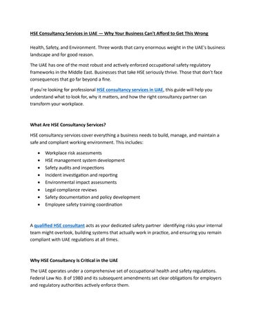 HSE Consultancy Services in UAE