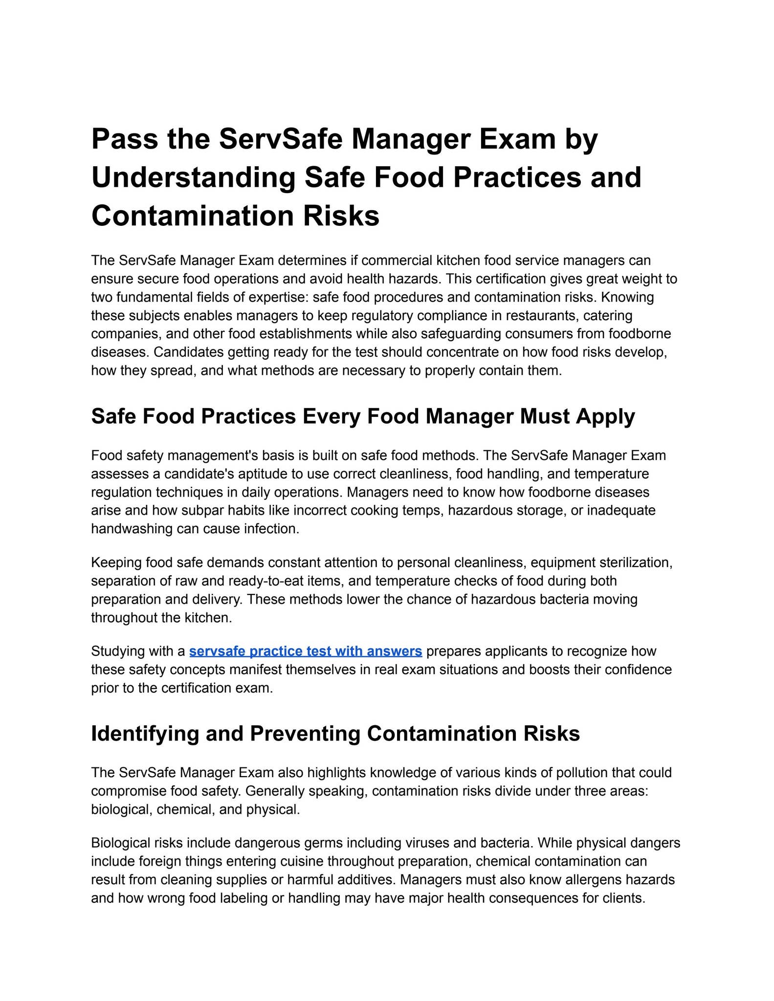 ServSafe Manager Safe Food Study Guide by henrywilliams66177 - Issuu