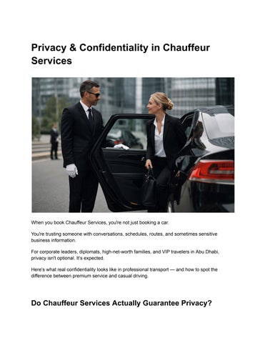 Privacy & Confidentiality in Chauffeur Services