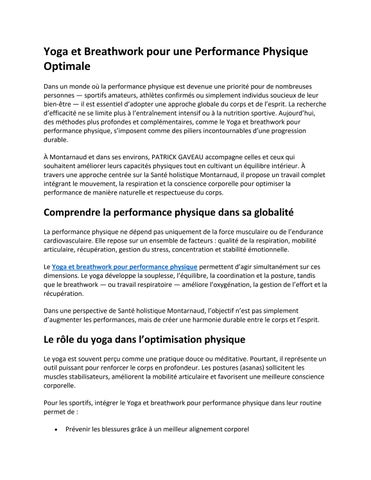 Yoga et Breathwork pour une Performance Physique Optimale