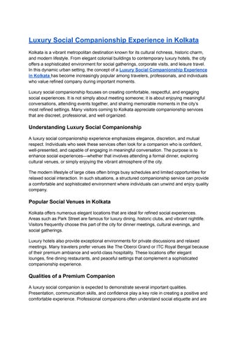 Luxury Social Companionship Experience in Kolkata