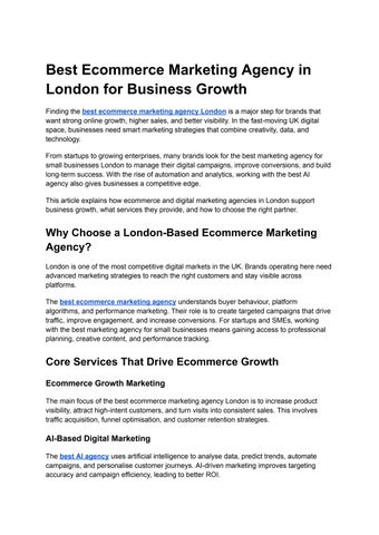 Best Ecommerce Marketing Agency in London for Business Growth