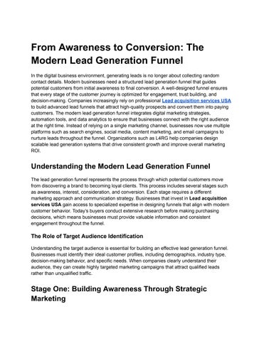 From Awareness to Conversion_ The Modern Lead Generation Funnel