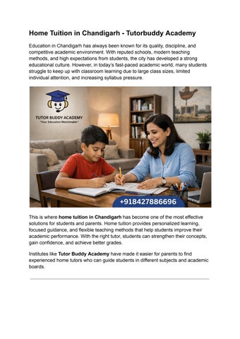 Home Tuition in Chandigarh - Tutorbuddy Academy