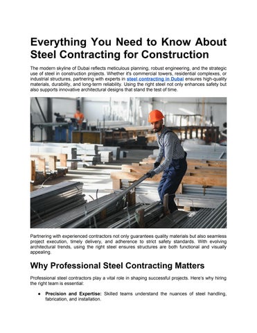 Everything You Need to Know About Steel Contracting for Construction