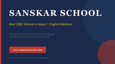 Sanskar School Jaipur | Best CBSE English Medium School in Jaipur, Rajasthan