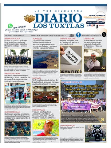 EDICIÓN DE DIARIO LOS TUXTLAS DEL DÍA 06 DE MARZO DEL 2026 