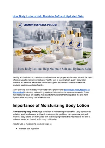 How Body Lotions Help Maintain Soft and Hydrated Skin