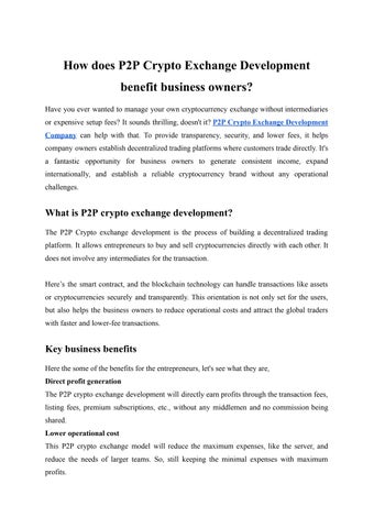 How does P2P Crypto Exchange Development benefit business owners