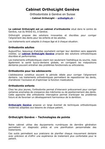 ORTHOLIGHT - ORTHODONTISTE GENEVE