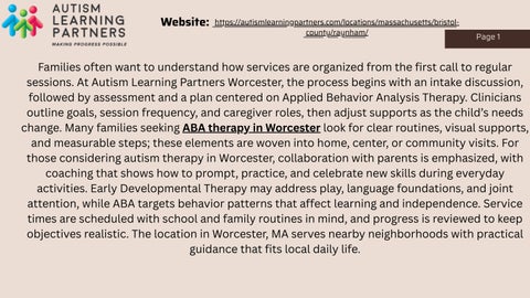 Autism Learning Partners Worcester