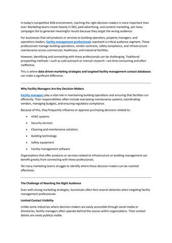 FACILITY MANAGER LIST 