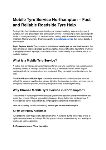 Mobile Tyre Service Northampton – Fast and Reliable Roadside Tyre Help