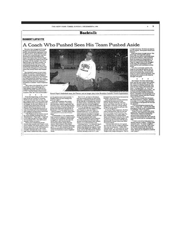 A Coach Who Pushed Sees His Team Pushed Aside — The New York Times