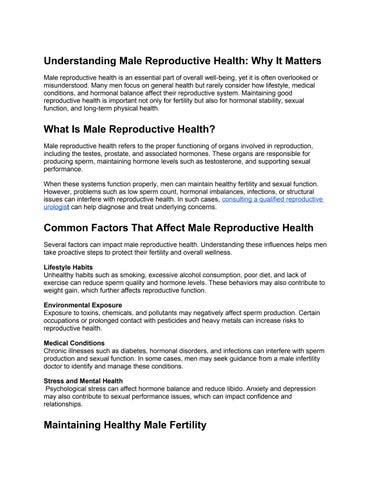 Understanding Male Reproductive Health