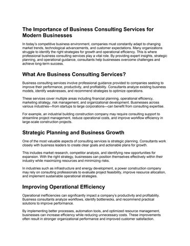 The Importance of Business Consulting Services for Modern Businesses