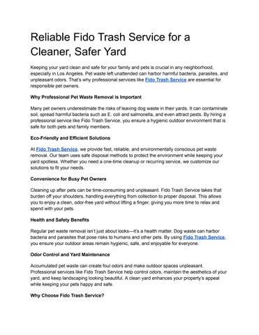 Reliable Fido Trash Service for a Cleaner, Safer Yard
