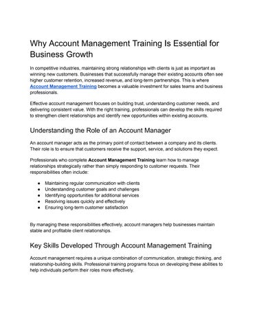 Why Account Management Training Is Essential for Business Growth