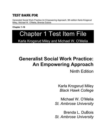 Test Bank For Generalist Social Work Practice An Empowering Approach, 9th Edition by Karla Krogsrud 