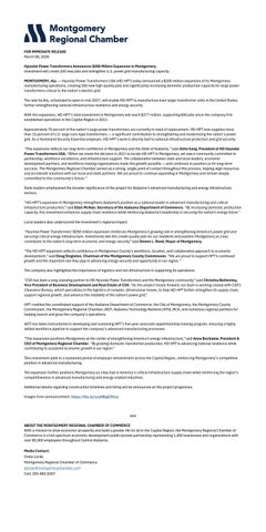 Hyundai Power Transformers Announces $200 Million Expansion in Montgomery