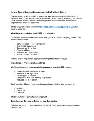 How to Open a Business Bank Account in UAE without Delays (1)