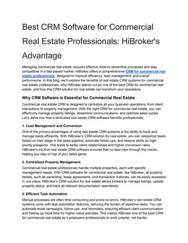 Best CRM Software for Commercial Real Estate Professionals_ HiBroker's Advantage