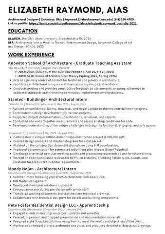 ELIZABETH RAYMOND RESUME 2026