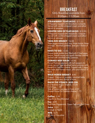 Breakfast Menu Wild Horse Casino & Lounge
