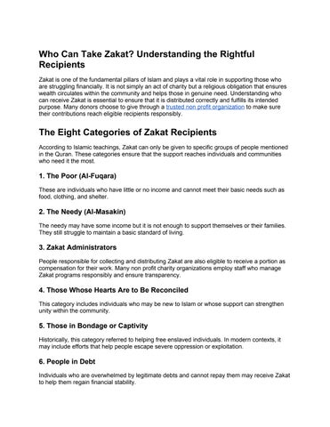 Who Can Take Zakat Understanding the Rightful Recipients