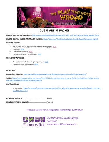 GUEST ARTIST PACKET | The Play That Goes Wrong | Florida Rep
